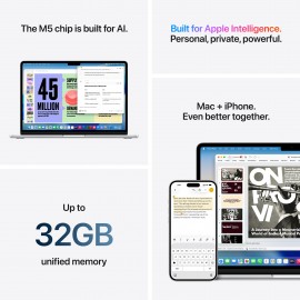 Apple 13-inch MacBook Air, M5 chip with 10‑core CPU and 8‑core GPU, 16GB, 512GB SSD - Silver